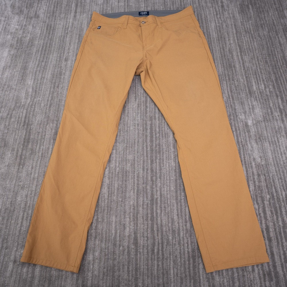 Chaps Slim Straight Pants Mens 36x30 Tan Excellent Stretch 5-Pocket Trousers
